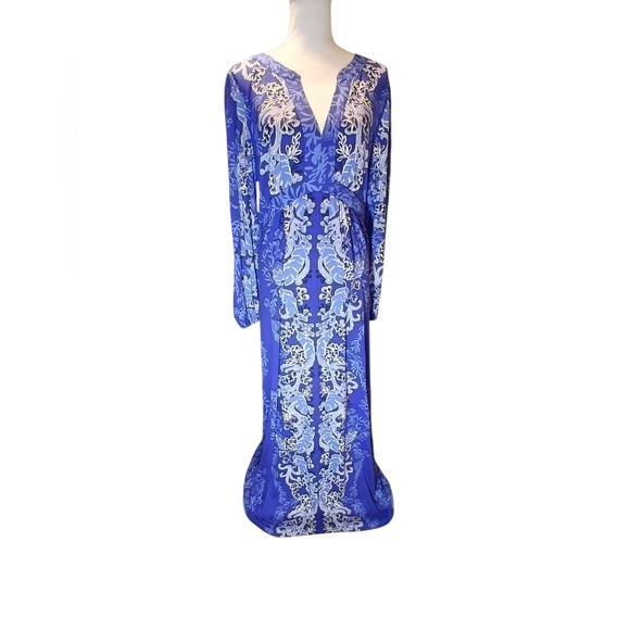 Lilly Pulitzer Dresses & Skirts - Lilly Pulitzer Wexlee Long Sleeve Maxi Dress Blue Size 16 NWT